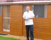 Gerry outside his loft with the ISRF topper 2013.